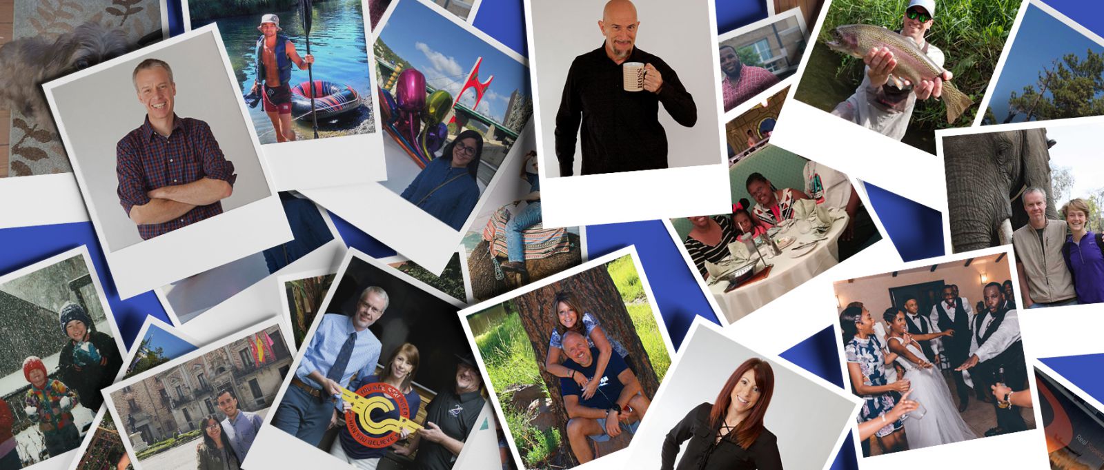 Collage de fotos Polaroid de los miembros del equipo de Third Wave Digital