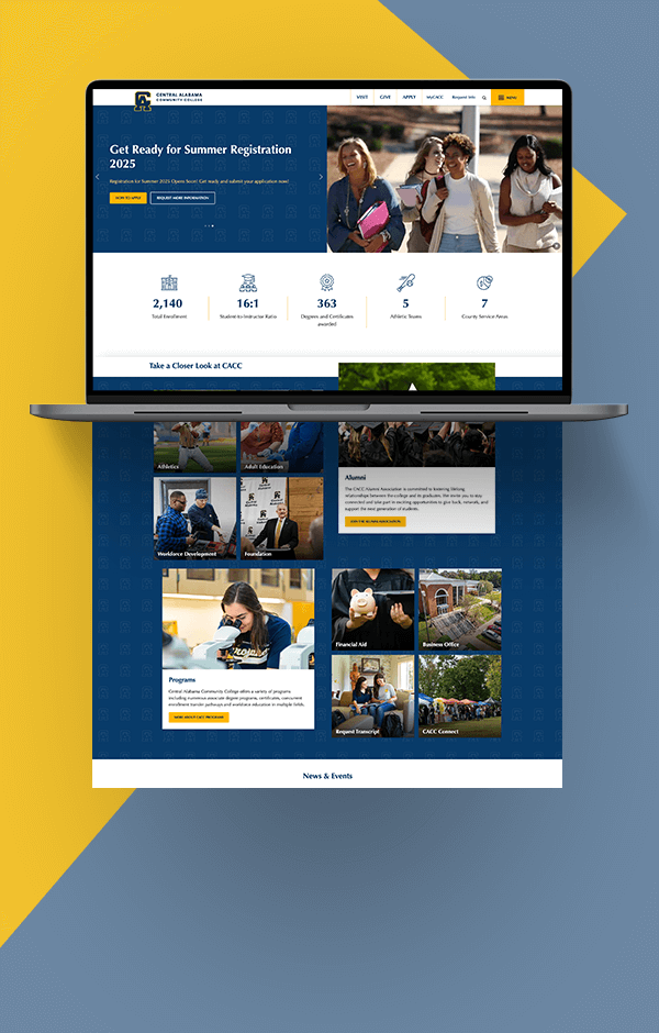 Visualización abierta de portátiles Central Alabama Community College