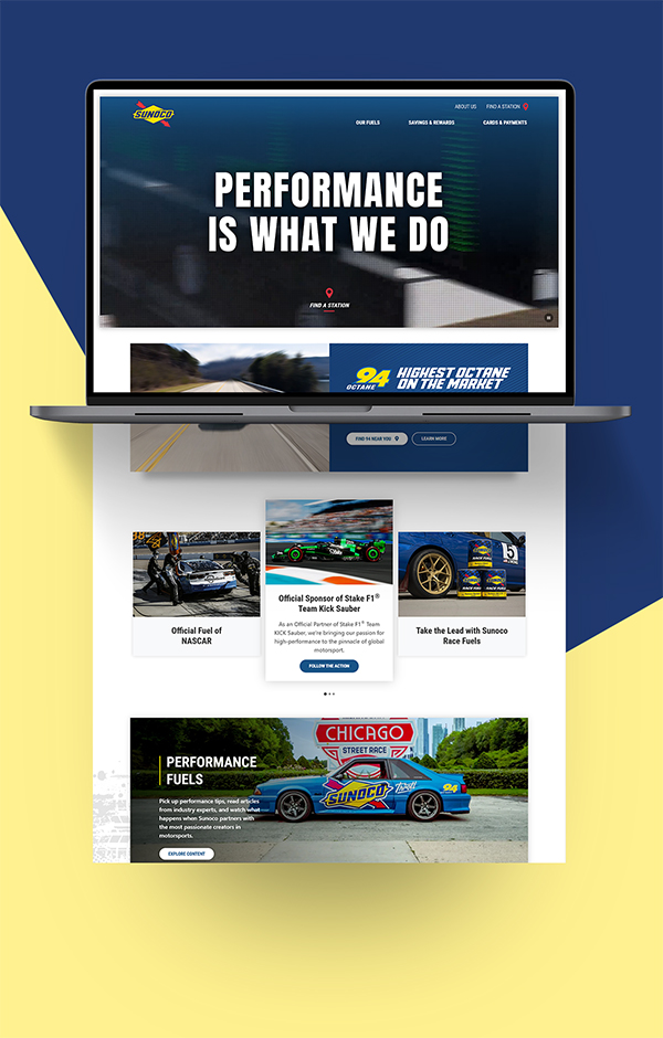 Ordenador portátil abierto que muestra el sitio web de Sunoco