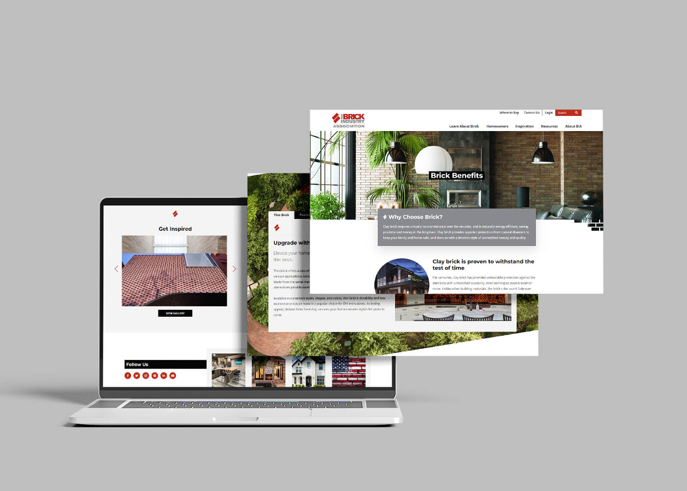 Open laptop displaying web page graphics for Brick Industry Association
