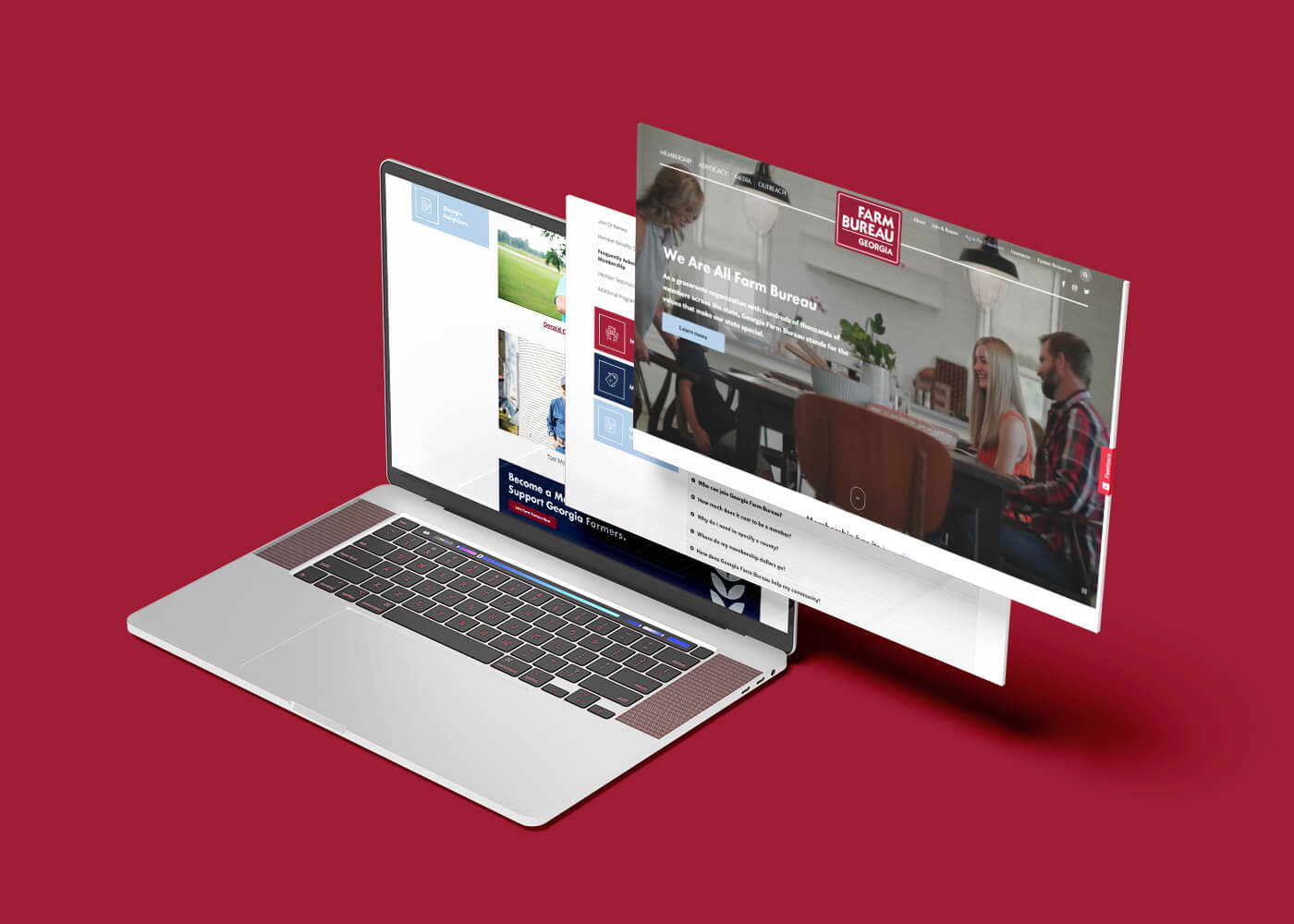Open laptop displaying web pages from the Georgia Farm Bureau site