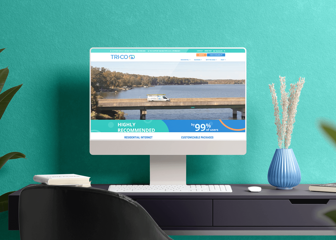 Monitor de sobremesa con la página de inicio de Tri-Co Go Health